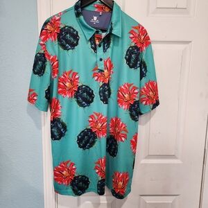 Chuco Golf Floral Cactus Print Men's Golf Shirt Size XXL